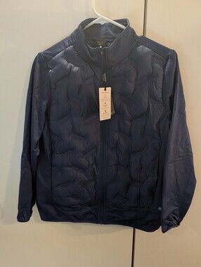 Maelreg Boys Size 14/16 Navy Quilted Lightweight Full‑Zip Performance Jacket NWT